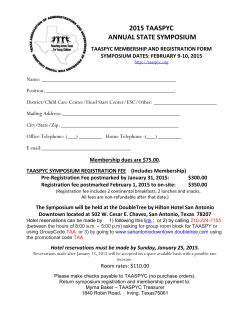 Membership dues are $75.00. TAASPYC SYMPOSIUM