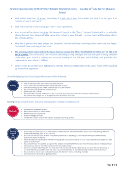 Rounders playing rules for the Primary Schools` Rounders Festival