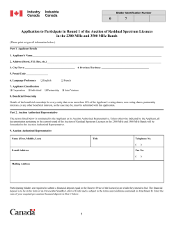 Application to Participate in Round 1 of the Auction of Residual