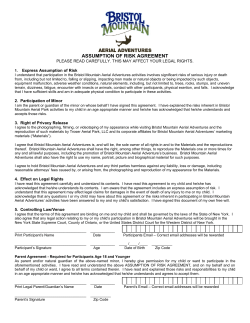 Assumption of Risk Form - Bristol Mountain Aerial Adventures