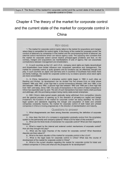 Chapter 4 The theory of the market for corporate control