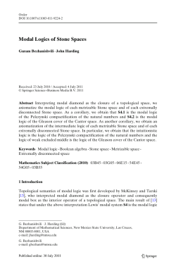 Modal Logics of Stone Spaces - Department of Mathematical Sciences
