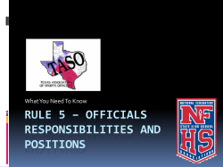 Rule 5 &ndash; Officials Responsibilities and Positions