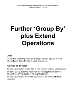 Further `Group By` plus Extend Operations