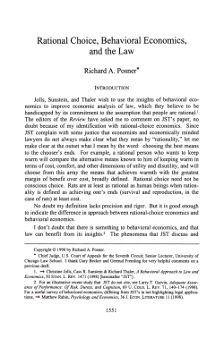 Rational Choice, Behavioral Economics, and the