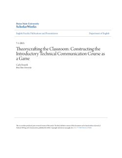 Constructing the Introductory Technical Communication Course as a