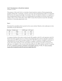 Lab 5: Introduction to Sensitivity Analysis October 15, 2012 The