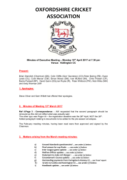 Minutes of the meeting of the OCA Executive