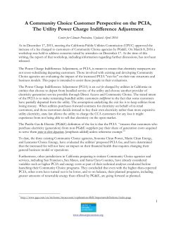 A Community Choice Customer Perspective on the PCIA, The Utility