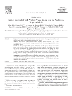 Factors Correlated with Violent Video Game Use by Adolescent