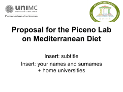Proposal for the Piceno Lab on Mediterranean Diet