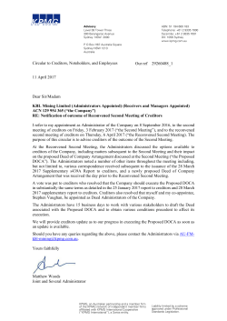 outcome of Reconvened Second Meeting of Creditors - 11