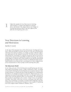 New Directions in Learning and Motivation