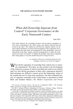 1.Eric Hilt, "When Did Ownership Separate from Control? Corporate
