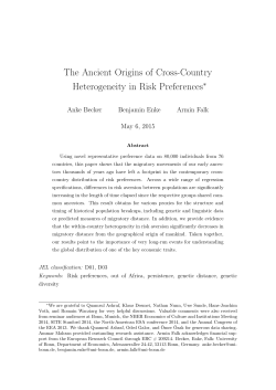 The Ancient Origins of Cross-Country Heterogeneity in Risk