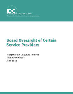 Board Oversight of Certain Service Providers