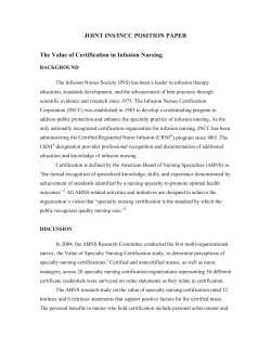 JOINT INS/INCC POSITION PAPER The Value of Certification in
