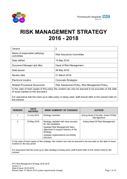 Risk Management Strategy 2016-2018