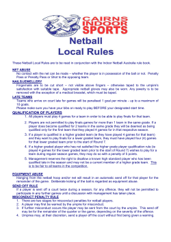 Netball Local Rules - Cairns Indoor Sports
