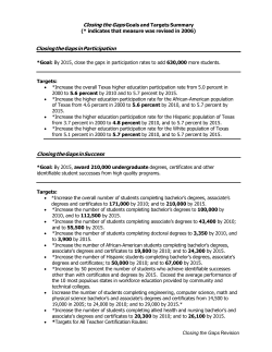 Closing the Gaps Goals and Targets Summary