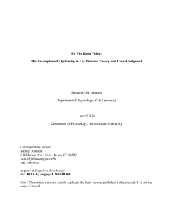Lay Decision Theory / Do The Right Thing: The Assumption of
