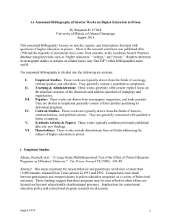 Annotated bibliography of short works about prison education