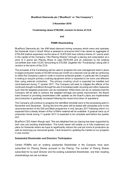 Fundraising raises &pound;750000, revision to terms of CLN and PDMR