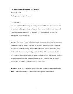 The Subset View of Realization: Five Problems