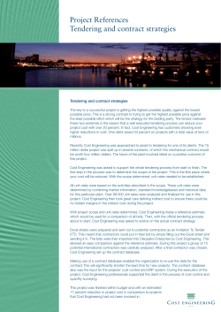 Project References Tendering and contract strategies