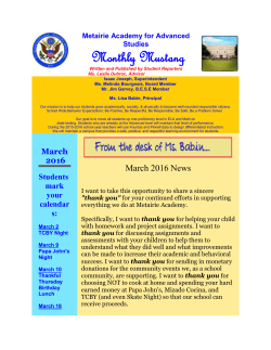thank you - Metairie Academy for Advanced Studies