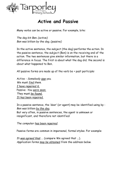 active and passive - Tarporley CE Primary School