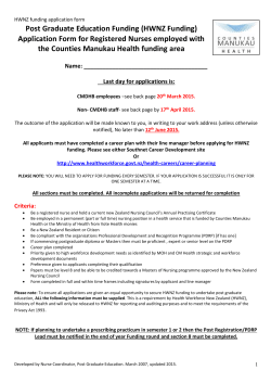 Application Form for Post Graduate Education Funding for