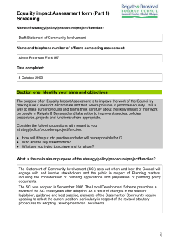 Equality impact Assessment form (Part 1)