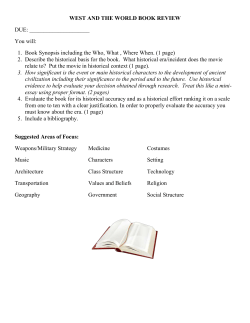 Historical Fiction Novel Assignment