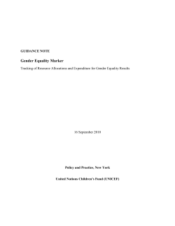 Guidance Note on the Gender Equality Marker