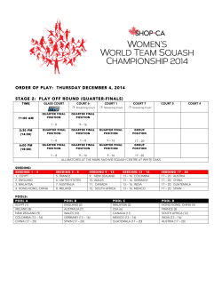 ORDER OF PLAY: THURSDAY DECEMBER 4, 2014 STAGE 2