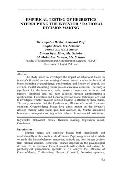empirical testing of heuristics interrupting the investor`s rational