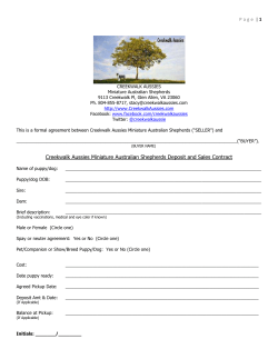 Creekwalk Aussies Deposit and Sales Contract