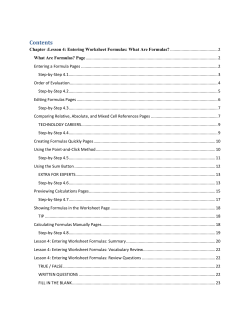 Chapter :Lesson 4: Entering Worksheet Formulas: What Are
