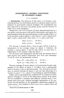 PERMANENTLY OPTIMAL STRATEGIES IN EXTENSIVE GAMES 156
