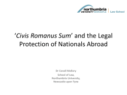 *Civis Romanus Sum* and the Legal Protection of Nationals Abroad