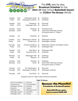 The LIVE, play-by-play, Broadcast Schedule for the 2014