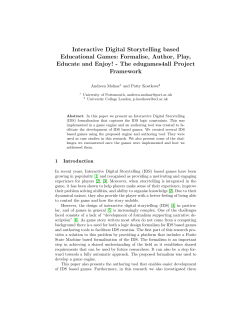 Interactive Digital Storytelling based Educational Games: Formalise