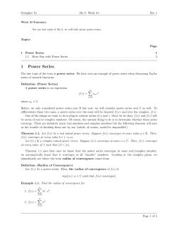 1 Power Series