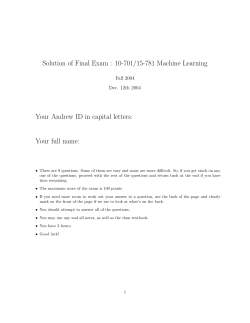 Solution of Final Exam : 10-701/15