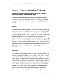 Towards a Theory of a Games Based Pedagogy