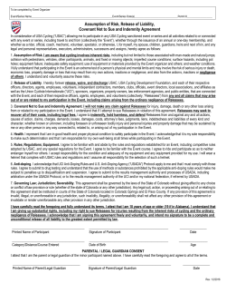 Assumption of Risk, Release of Liability, Covenant Not to Sue and