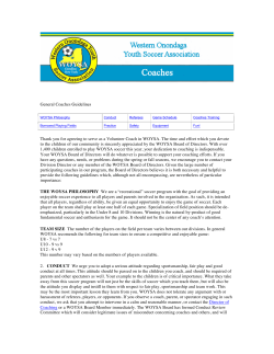 General Coaches Guidelines Thank you for agreeing to