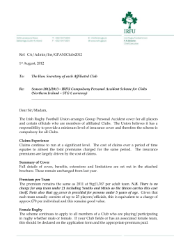IRFU Compulsory Personal Accident Scheme for Clubs