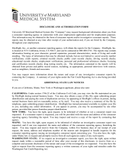 background investigation form - University of Maryland Medical Center